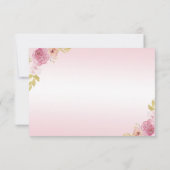Elegant Blush Roze Bloemen Quinceañera RSVP Kaartje (Achterkant)