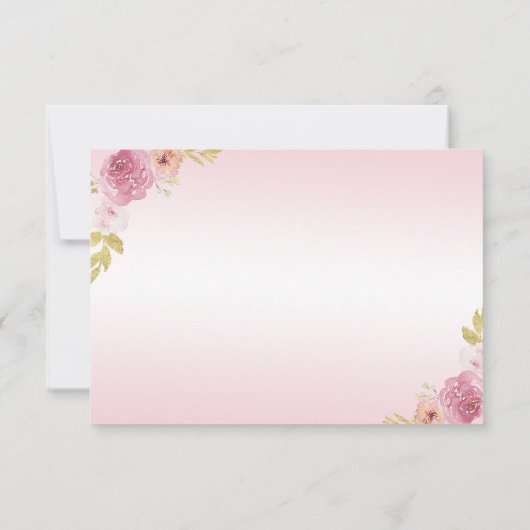 Elegant Blush Roze Bloemen Quinceañera RSVP Kaartje (Achterkant)