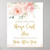 Elegant Blush Roze Bloemen Recept voor Bruid Teken Poster (Voorkant)