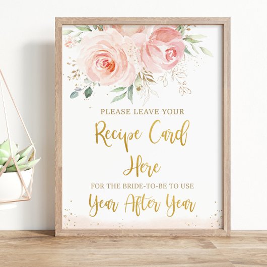 Elegant Blush Roze Bloemen Recept voor Bruid Teken Poster