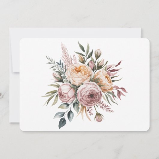 Elegant Blush Roze Bloemen repetitie diner Kaart (Achterkant)