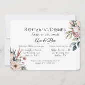 Elegant Blush Roze Bloemen repetitie diner Kaart (Voorkant)