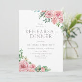 Elegant Blush Roze Bloemen repetitie diner Kaart (Staand voorkant)