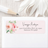Elegant Blush Roze Bloemen Retouradres Etiket (Insitu)