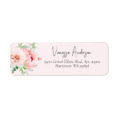 Elegant Blush Roze Bloemen Retouradres Etiket (Voorkant)