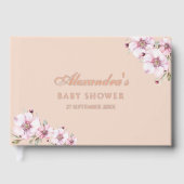 Elegant Blush Roze Bloemen Rozen Baby shower Gastenboek (Voorkant)