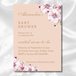 Elegant Blush Roze Bloemen Rozen Baby shower Kaart