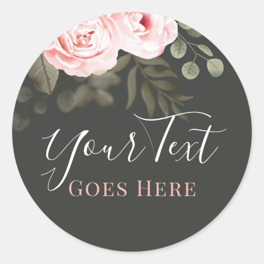 Elegant Blush Roze Bloemen Rozen Modern Shabby Chi Ronde Sticker (Voorkant)