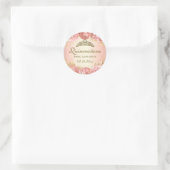 Elegant Blush Roze Bloemen Rozen Quinceanera Ronde Sticker (Tas)