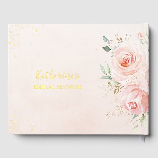Elegant Blush Roze Bloemen Rozen Vrijgezellenfeest Gastenboek (Achterkant)