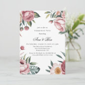 Elegant Blush Roze Bloemen Verlovingsfeest Kaart (Staand voorkant)