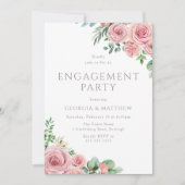 Elegant Blush Roze Bloemen Verlovingsfeest Kaart (Voorkant)