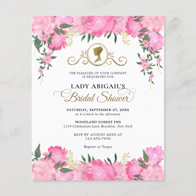 Elegant Blush Roze Bloemen Victoriaans Vrijgezelle (Voorkant)