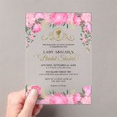 Elegant Blush Roze Bloemen Victoriaans Vrijgezelle Acryl Uitnodigingen (Insitu (Draagbaar))