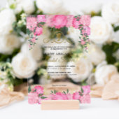 Elegant Blush Roze Bloemen Victoriaans Vrijgezelle Acryl Uitnodigingen
