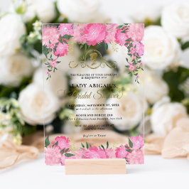 Elegant Blush Roze Bloemen Victoriaans Vrijgezelle Acryl Uitnodigingen