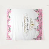 Elegant Blush Roze Bloemen Victoriaans Vrijgezelle Wandkleed (Voorkant (horizontaal))