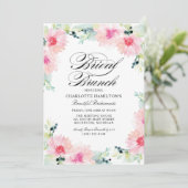 Elegant Blush Roze Bloemen Waterverf Bruidsbrunch Kaart (Staand voorkant)