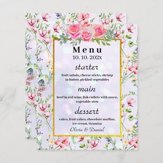 Elegant Blush Roze Bloemen Waterverf Bruiloft (Voorkant / Achterkant)