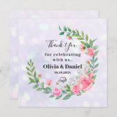 Elegant Blush Roze Bloemen Waterverf Bruiloft Bedankkaart (Voorkant / Achterkant)