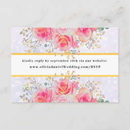 Elegant Blush Roze Bloemen Waterverf Bruiloft Informatiekaartje