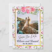 Elegant Blush Roze Bloemen Waterverf Bruiloft Kaart (Voorkant)