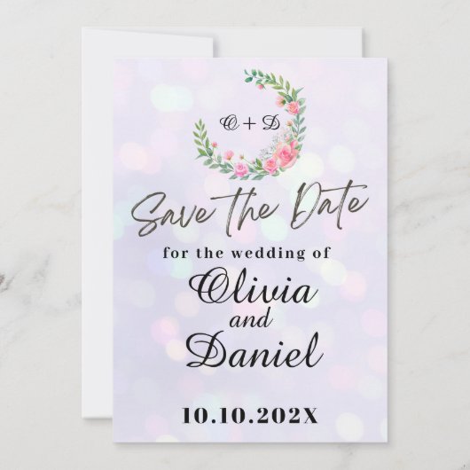 Elegant Blush Roze Bloemen Waterverf Bruiloft Kaart (Achterkant)