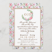 Elegant Blush Roze Bloemen Waterverf Bruiloft Kaart (Voorkant / Achterkant)