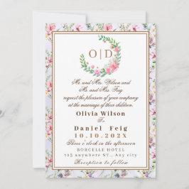 Elegant Blush Roze Bloemen Waterverf Bruiloft Kaart