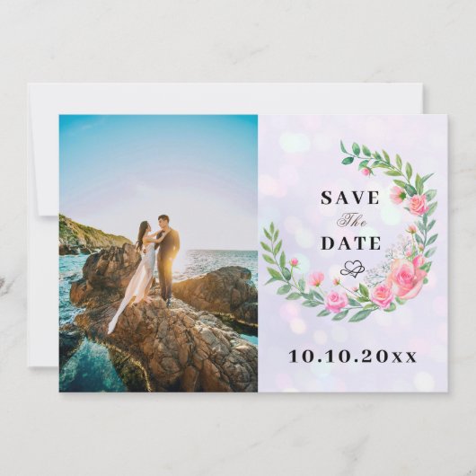 Elegant Blush Roze Bloemen Waterverf Bruiloft Kaart (Voorkant)