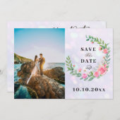 Elegant Blush Roze Bloemen Waterverf Bruiloft Kaart (Voorkant / Achterkant)