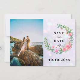 Elegant Blush Roze Bloemen Waterverf Bruiloft Kaart