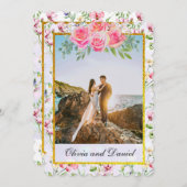 Elegant Blush Roze Bloemen Waterverf Bruiloft Kaart (Voorkant / Achterkant)