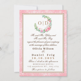 Elegant Blush Roze Bloemen Waterverf Bruiloft Kaart