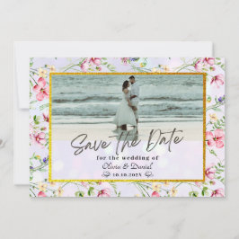 Elegant Blush Roze Bloemen Waterverf Bruiloft Kaart