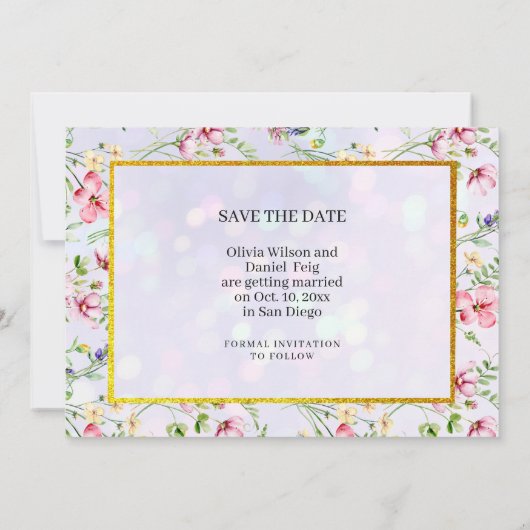 Elegant Blush Roze Bloemen Waterverf Bruiloft Kaart (Achterkant)