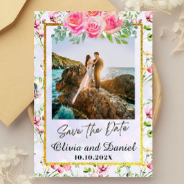 Elegant Blush Roze Bloemen Waterverf Bruiloft Kaart