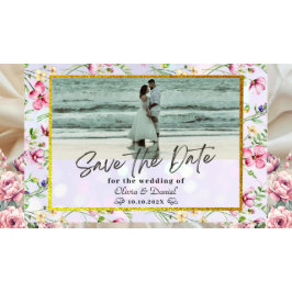 Elegant Blush Roze Bloemen Waterverf Bruiloft Kaart