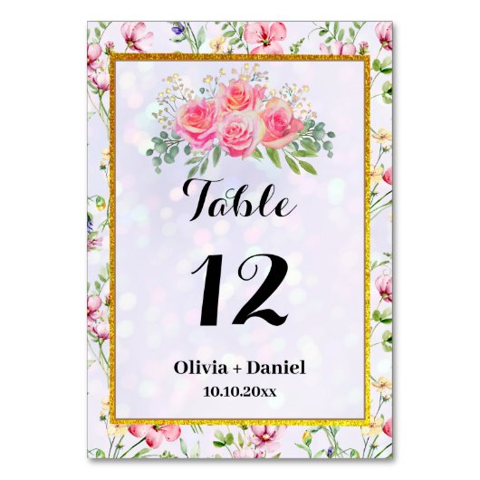 Elegant Blush Roze Bloemen Waterverf Bruiloft Kaart (Voorkant)