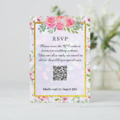 Elegant Blush Roze Bloemen Waterverf Bruiloft RSVP Kaartje (Staand voorkant)
