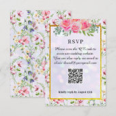 Elegant Blush Roze Bloemen Waterverf Bruiloft RSVP Kaartje (Voorkant / Achterkant)