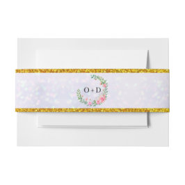 Elegant Blush Roze Bloemen Waterverf Bruiloft Uitnodigingen Wikkel