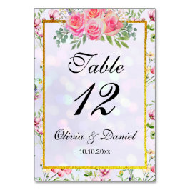 Elegant Blush Roze Bloemen Waterverf Trouwtafel Kaart