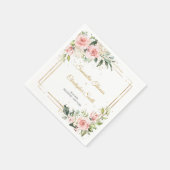 Elegant Blush roze bloemenbruiloft rozen groen Servet (Hoek)