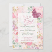  elegant blush roze bloemenmeisje Baby shower Kaart (Voorkant)