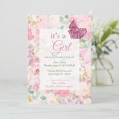  elegant blush roze bloemenmeisje Baby shower Kaart (Staand voorkant)
