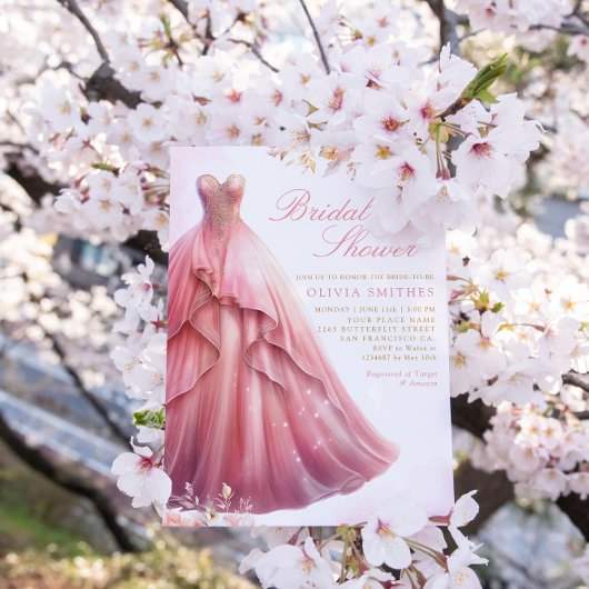 Elegant Blush Roze Boho Bloemen Jurk Vrijgezellenf Kaart