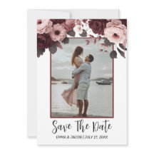 Elegant Blush Roze Bourgogne Roos Save The Date