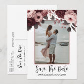 Elegant Blush Roze Bourgogne Roos Save The Date (Voorkant / Achterkant)