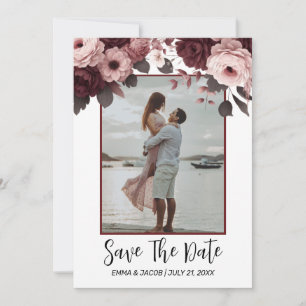 Elegant Blush Roze Bourgogne Roos Save The Date